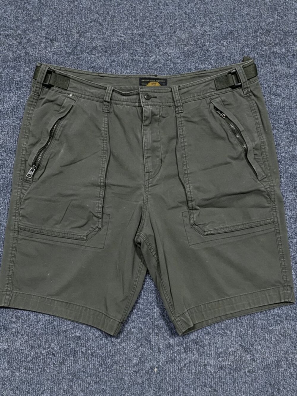 Abercrombie & Fitch Shorts Mens 36 Green Cargo Adjustable Waist Utility Casual